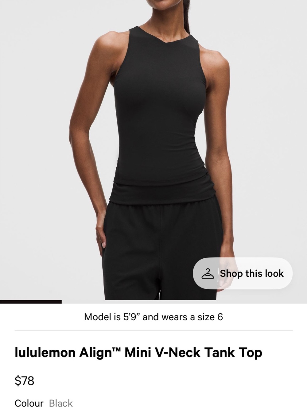 lululemon Black Align Mini V-Neck Tank